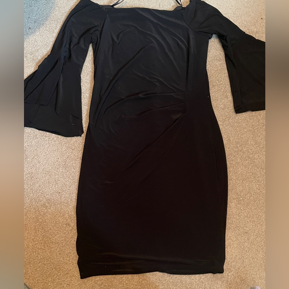 le chateau Black Long Sleeve Bell-Sleeve Dress